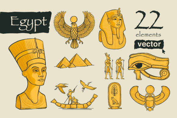 Ancient Egypt Vector Illustrations for Graphics & Branding
