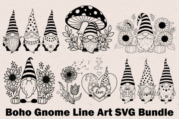 Boho Gnome Line Art SVG Bundle: Graphics & Illustrations Review