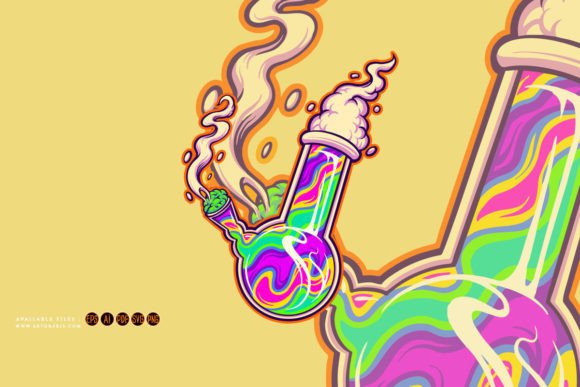 Cannabis Smoke Glass Bong Illustrations: Graphics for Branding