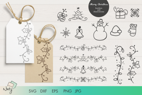 Christmas Borders and Illustrations Set: Graphics for Publishers