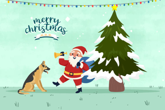 Christmas Dog Santa Illustrations Graphics for Crafters