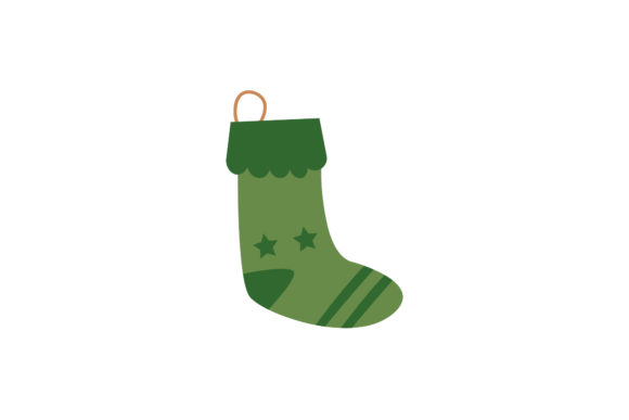 Christmas Green Socks: Cute Illustrations & Graphics