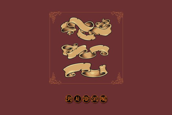 Classic Ribbon Scroll Set Illustrations for Graphics