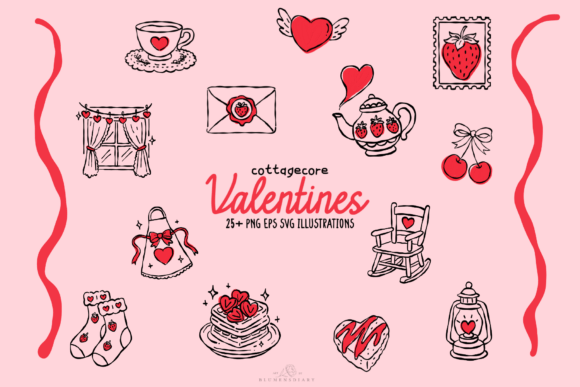 Cottagecore Valentine Clipart Graphics & Illustrations Review