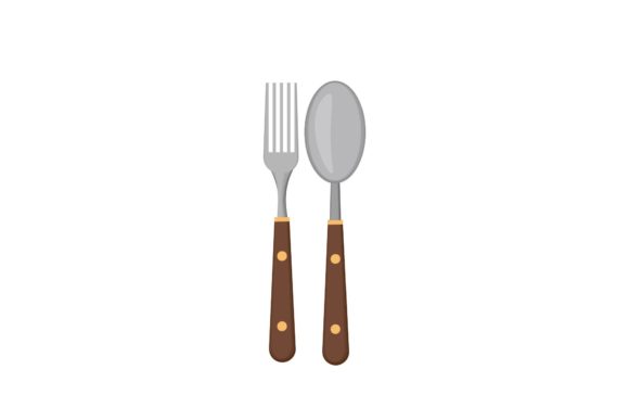 Dining Room Wooden Cutlery Illustrations: Graphics for Editorial Design
