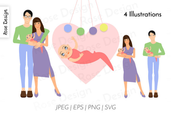 Family with Baby Illustrations: Graphics Review