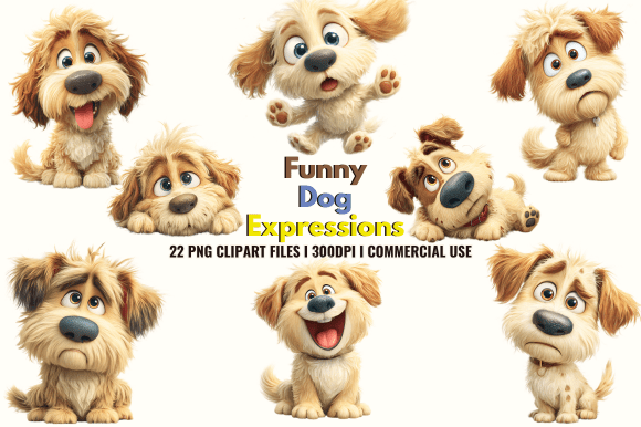 Funny Dog Expressions Graphics for Illustrations and Editorial Design
