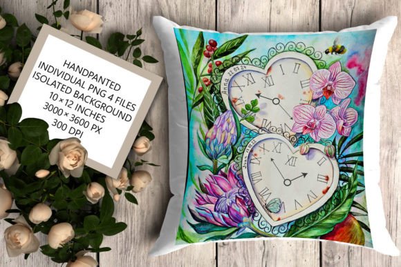 Hand Drawn Watercolor Sublimation Clock: Graphics & Illustrations