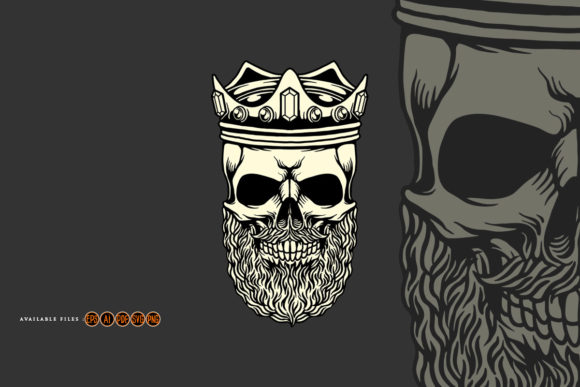 King Skull Barber Mascot Illustrations Graphics