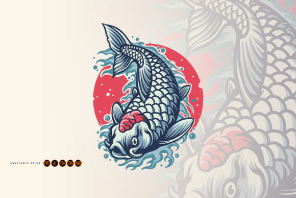 Koi Fish Japan Logo Mascot Graphics & Illustrations