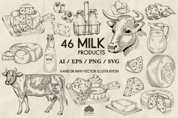 Milk SVG PNG EPS: Hand-Drawn Graphics and Illustrations