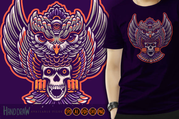 Owl Mystical Skull Graphics & Illustrations