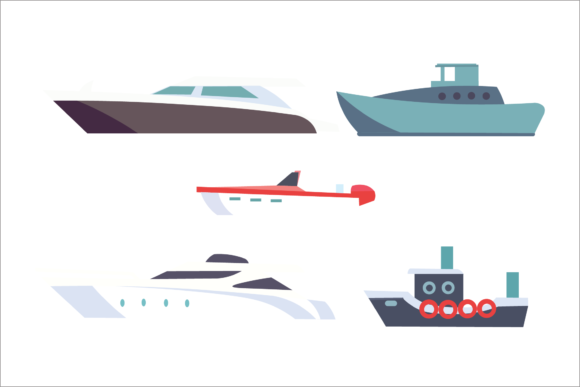 Ships Set Illustrations Transportations Graphics Review