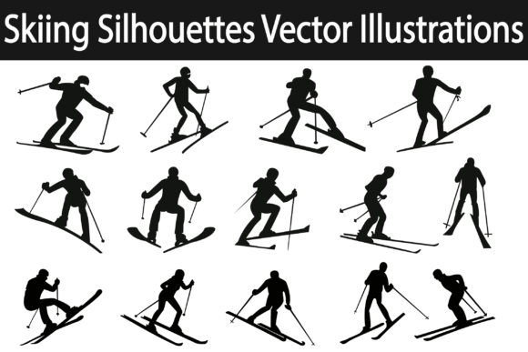 Skiing Silhouettes Vector Graphics & Illustrations