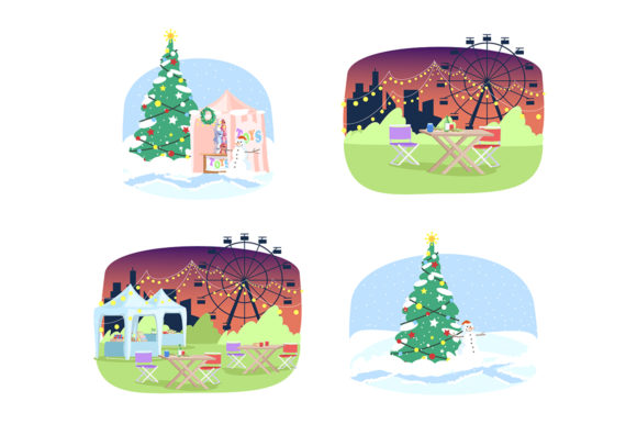 Street Fair Semi Flat Illustrations: Graphics for Seasonal Sellers