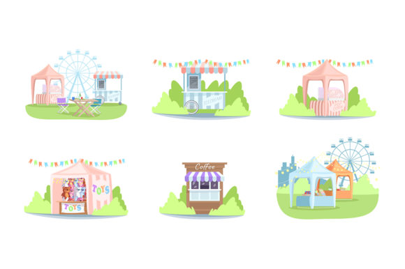 Street Market Stands Semi Illustrations Graphics Review