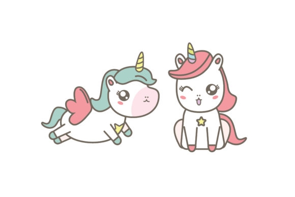 Unicorn Cute Set Design Illustrations & Graphics