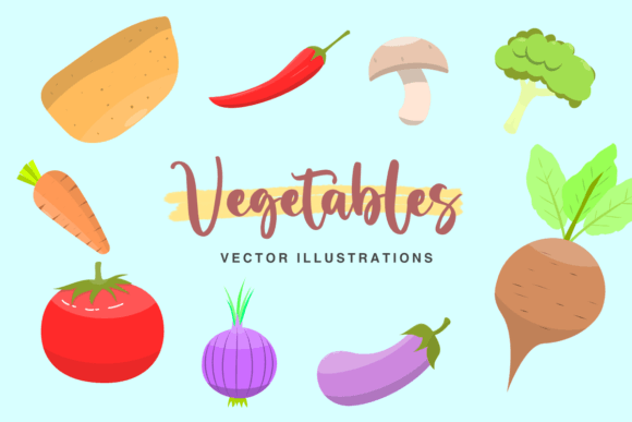 Vegetables Vector Illustrations for Commercial Graphics
