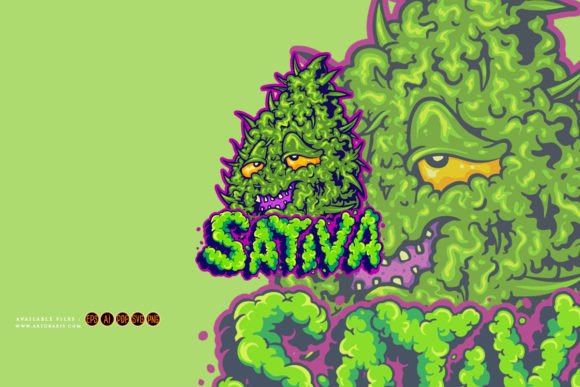 Weed Leaf Sativa Text Illustrations: Graphics & Design Review
