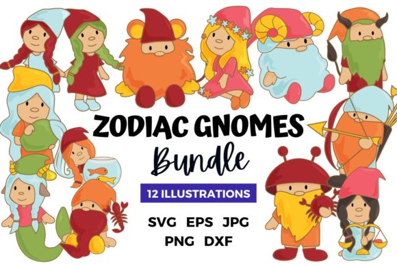Zodiac Gnomes Graphics & Illustrations Bundle